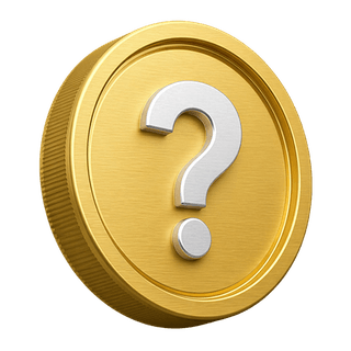 Pagina FAQ con una moneta dorata decorativa in 3D raffigurante un punto interrogativo
